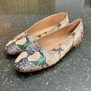 Madewell Cory Snake Embossed Flats. Size 8.